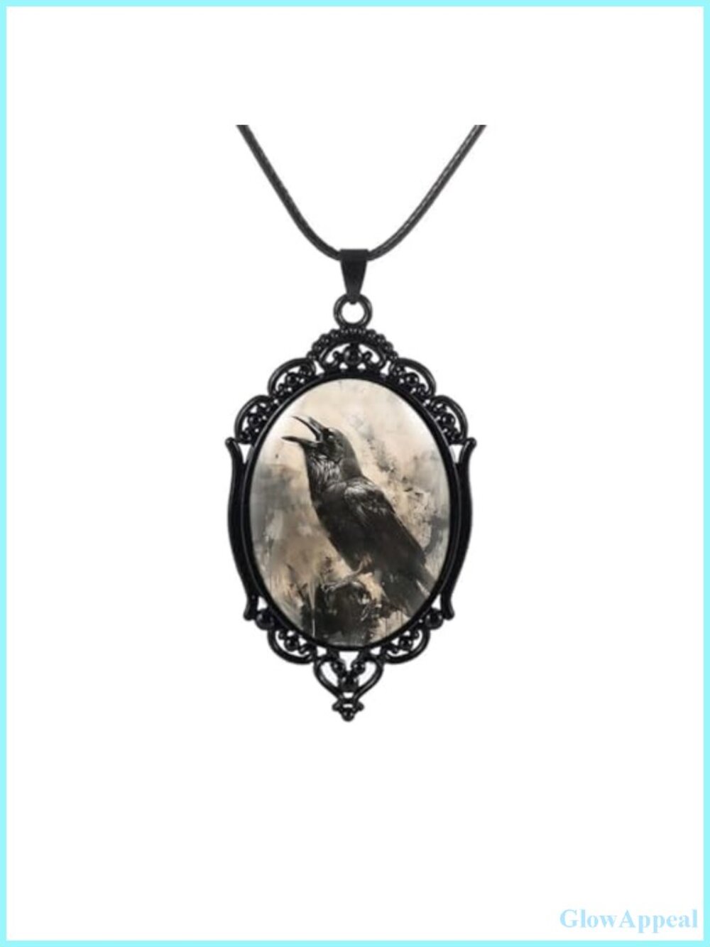 Goth Raven Cameo Necklace Gothic Crow Pendant Witch Jewelry Choker Set